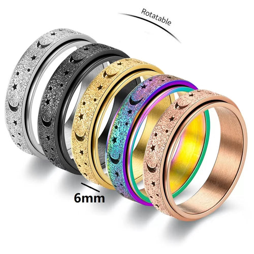 Anillo Giratorio con Crescientes de Luna para Hombre en oro rosa