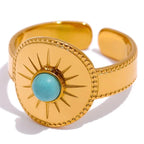 Anillo Sol Con Piedra Azul