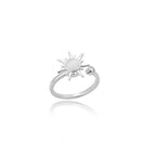Anillo Sol Mujer Piedra de Ópalo Anillo Astro Plata
