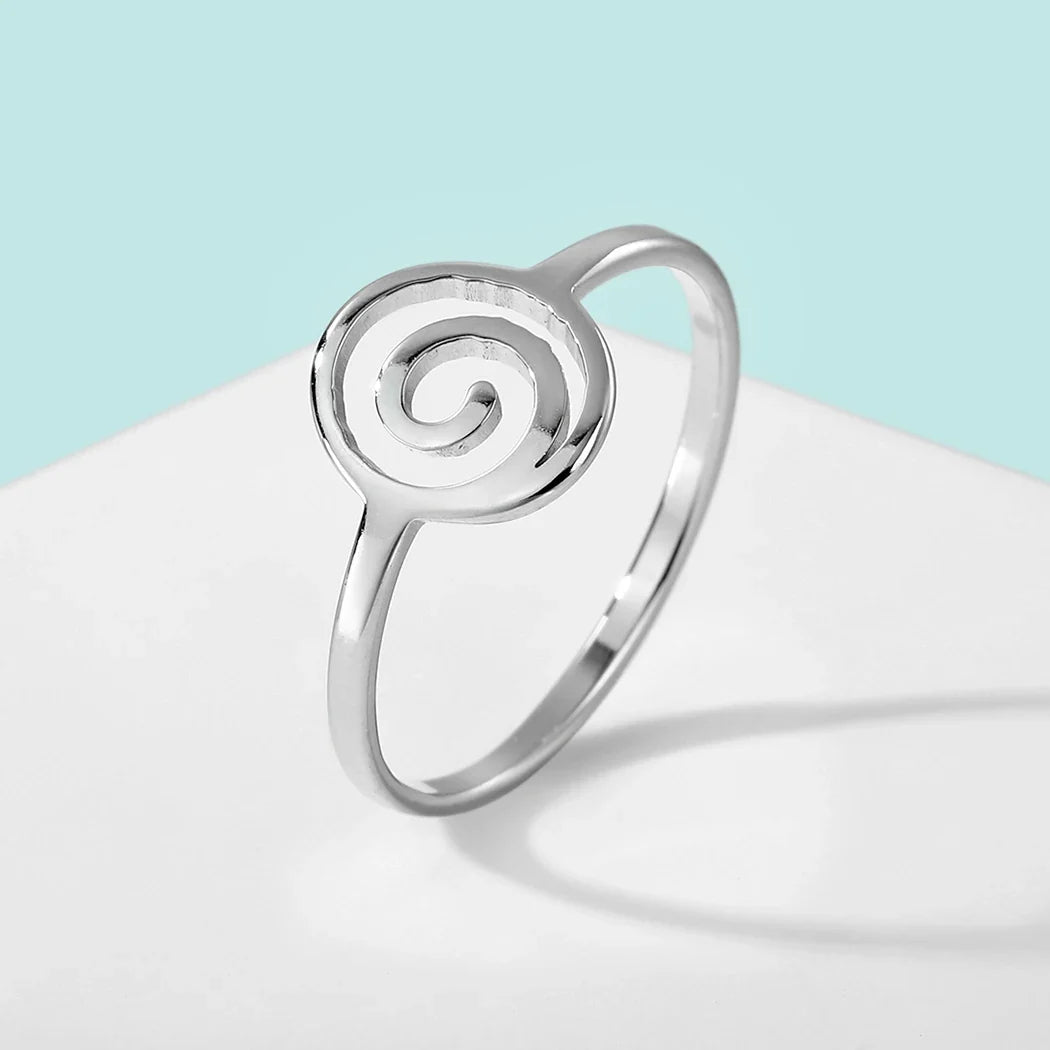 Anillo Espiral Geométrico plata