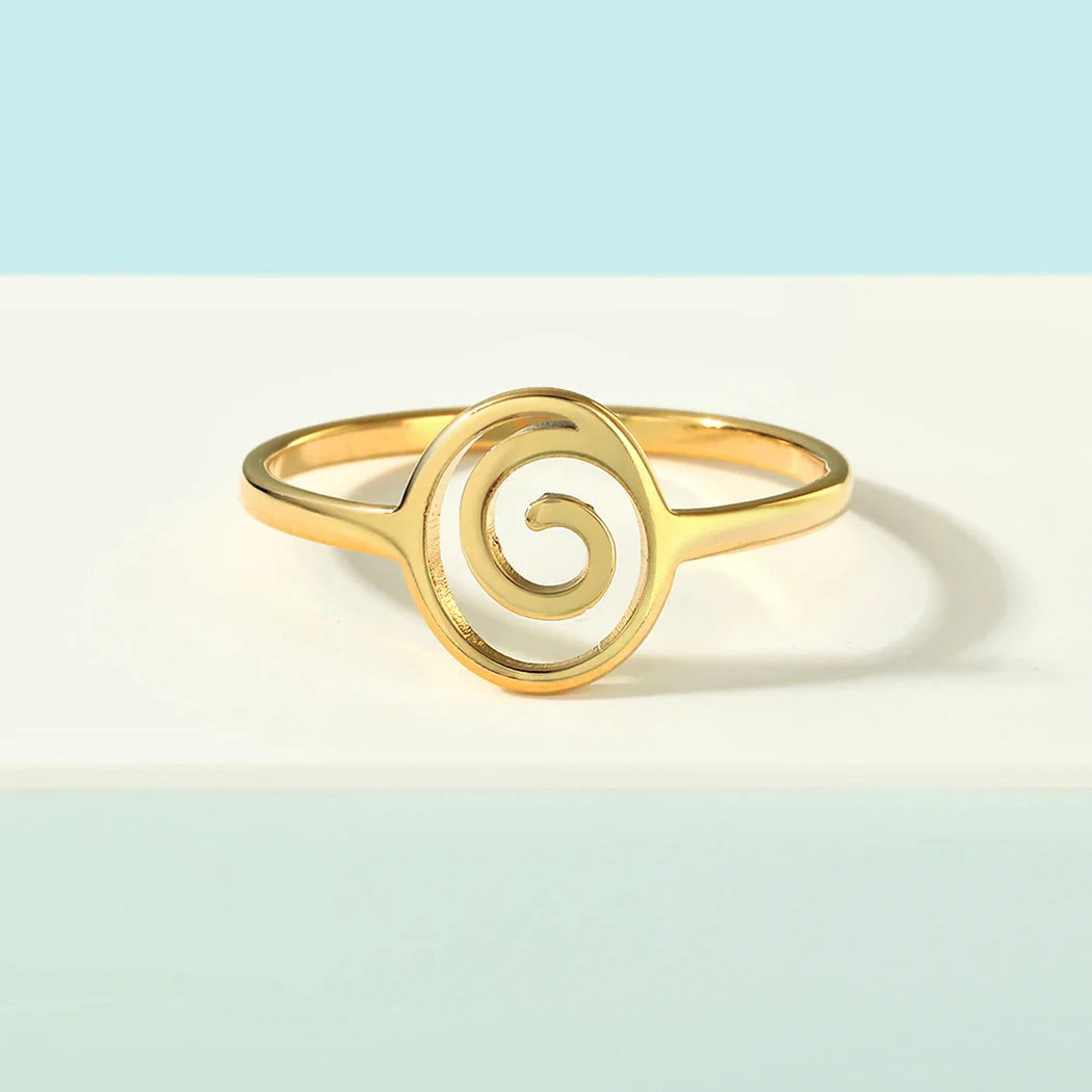 Anillo Espiral Geométrico oro
