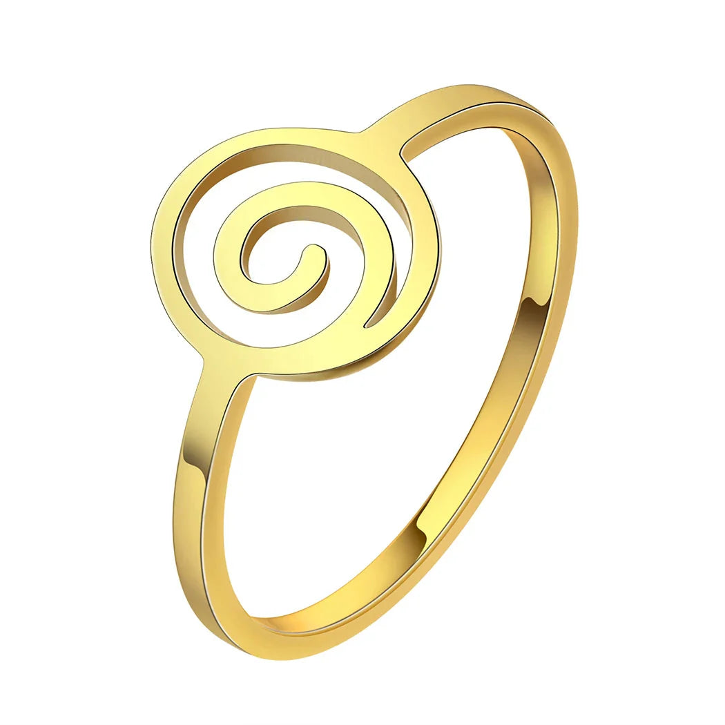 Anillo Espiral Geométrico oro