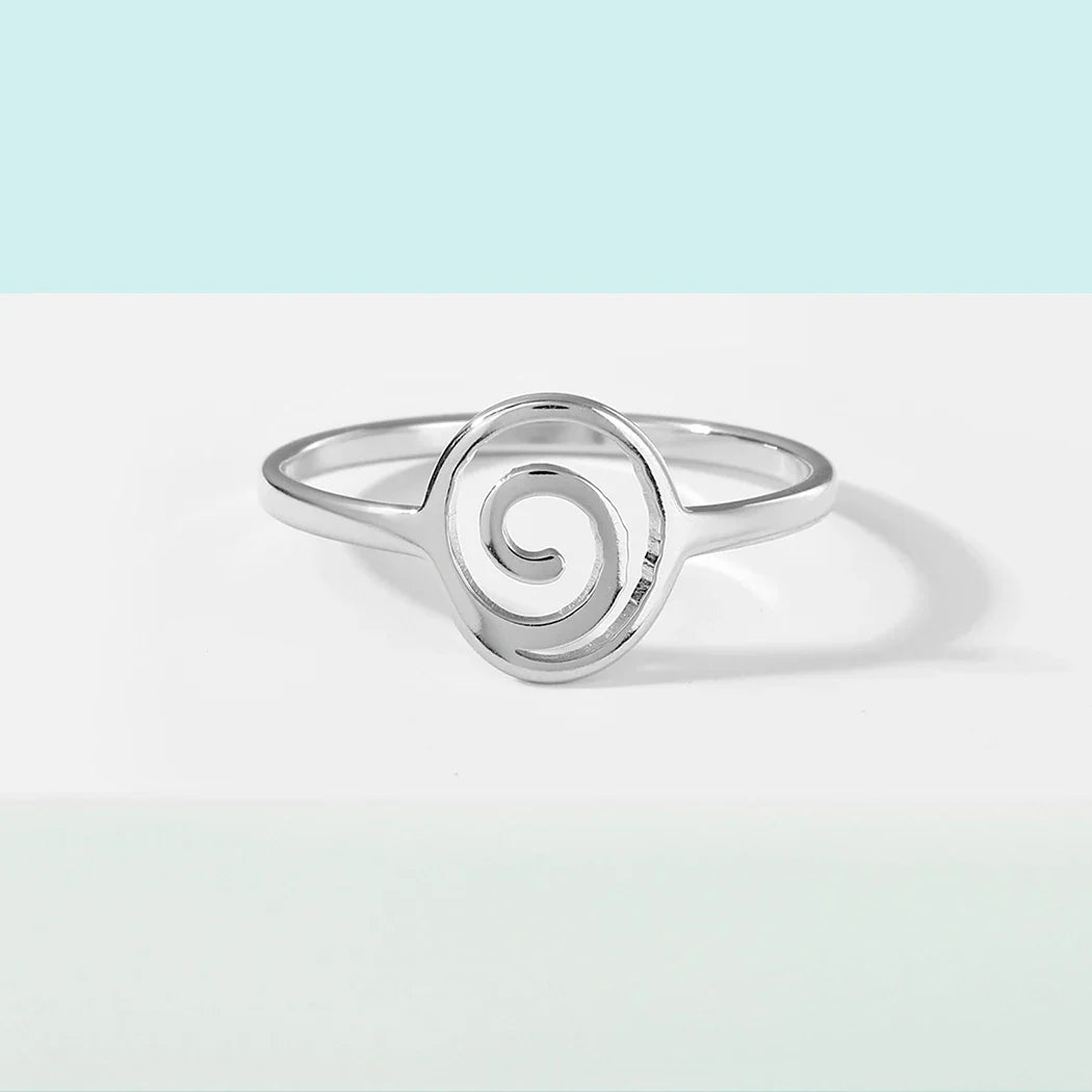Anillo Espiral Geométrico plata