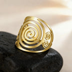 Anillo espiral ancho para mujer dorado