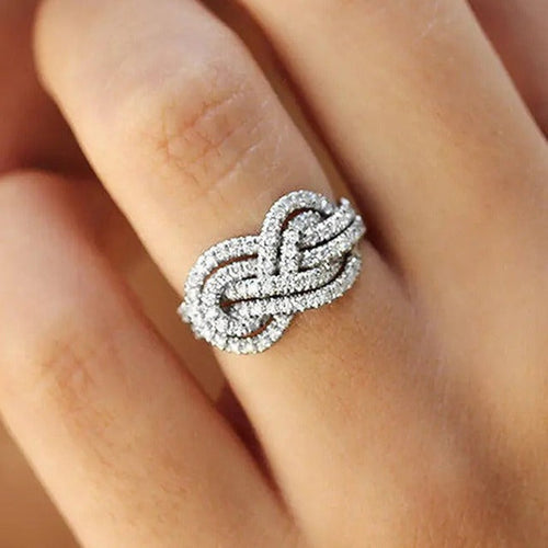 Anillo Símbolo Infinito Entretejido para Mujer con Circonitas