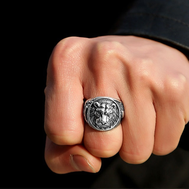 Anillo Cabeza de León plata