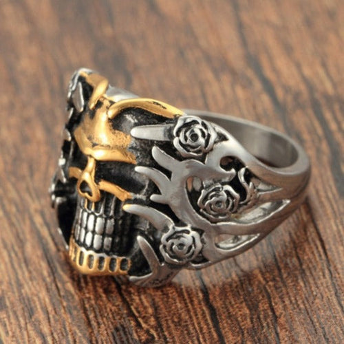 Anillo Cabeza de Calavera Plata y Oro