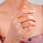 Anillo Triple Luna Fina Brujería Mujer Wicca oro A