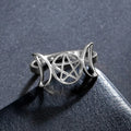 Anillo Triple Luna Fina Brujería Mujer Wicca plata B