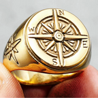 Anillo Vintage Brújula Rosa de los Vientos para Hombre oro