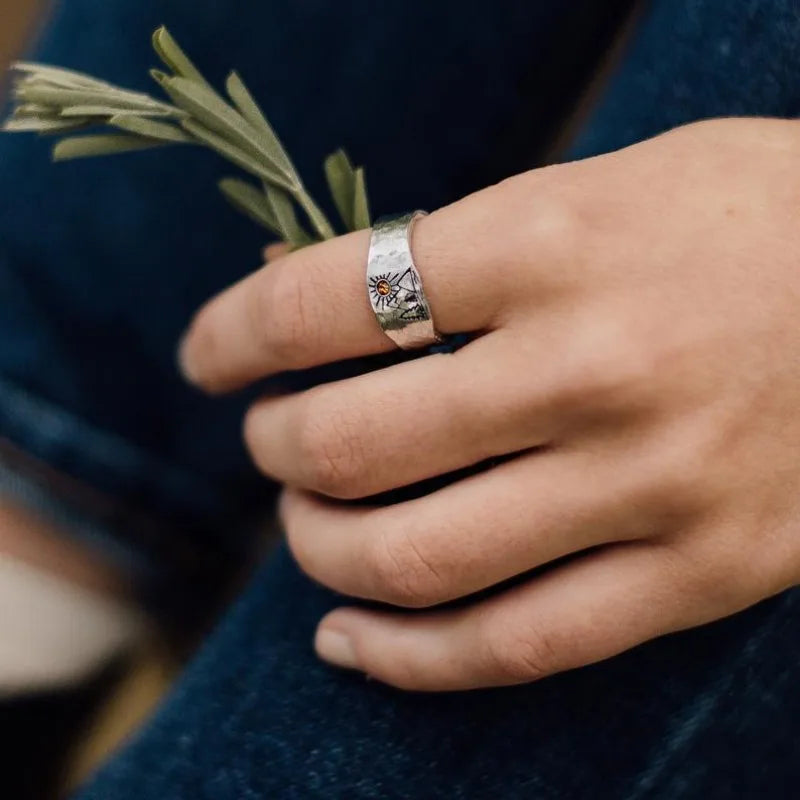 Anillo Vintage Montañas y Sol