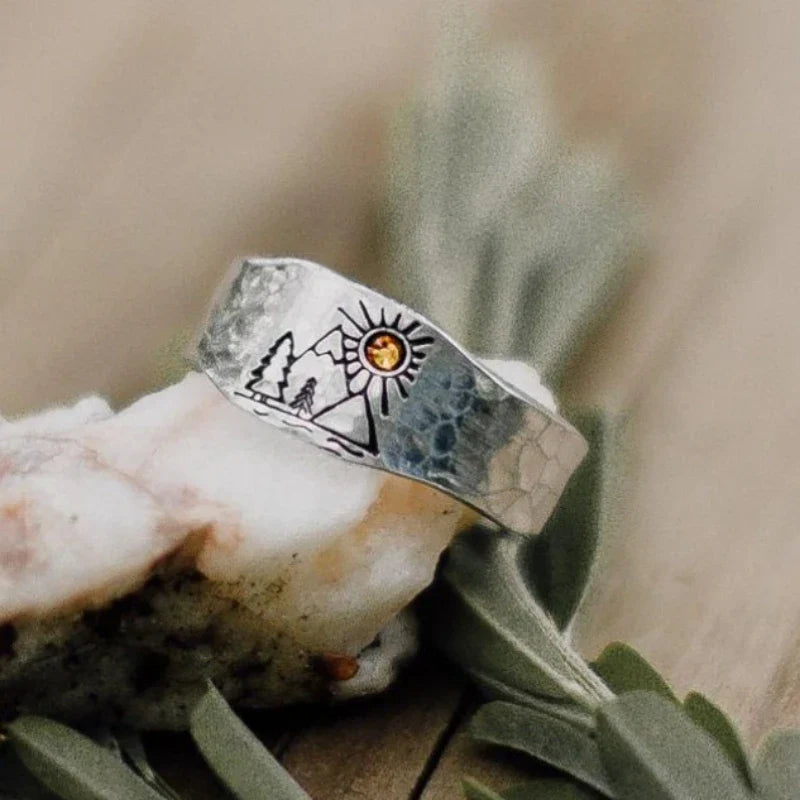 Anillo Vintage Montañas y Sol