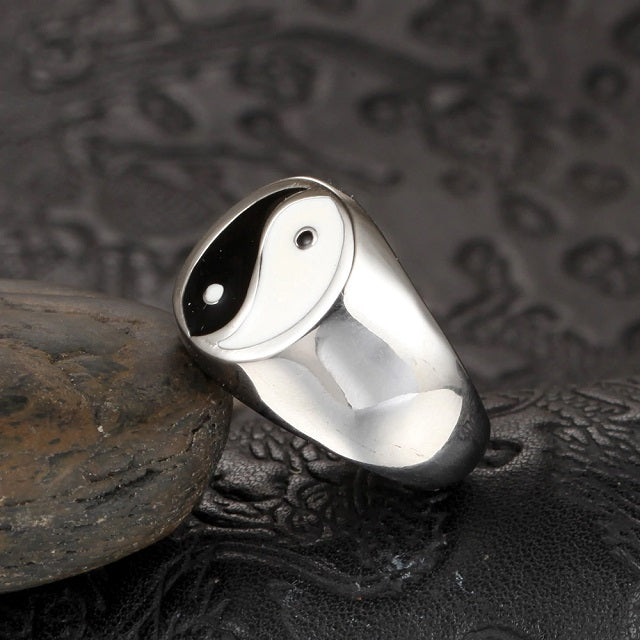 Anillo Yin Yang Hombre Mujer plata