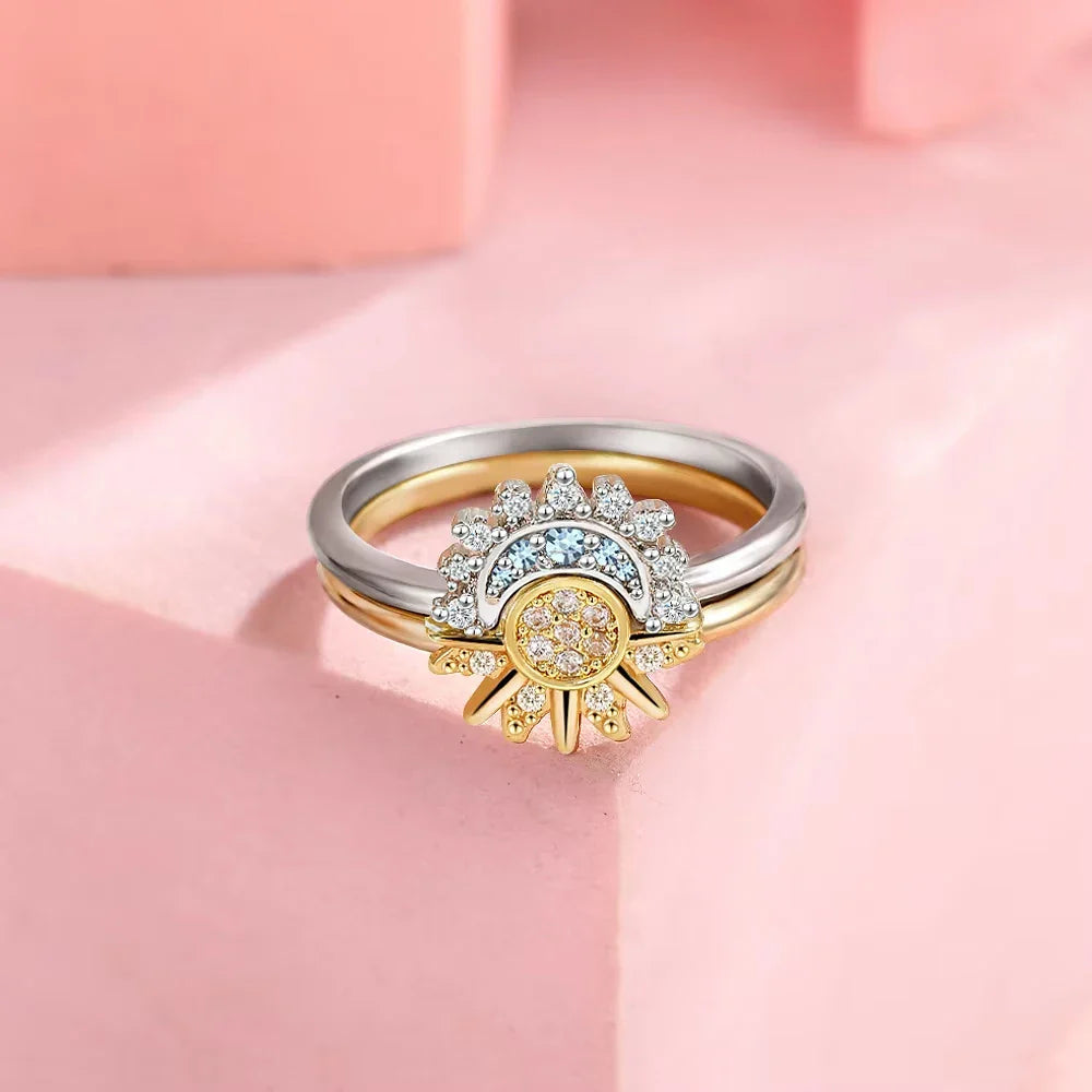 Anillos para Parejas Anillo Sol en Circonia Sol y Luna