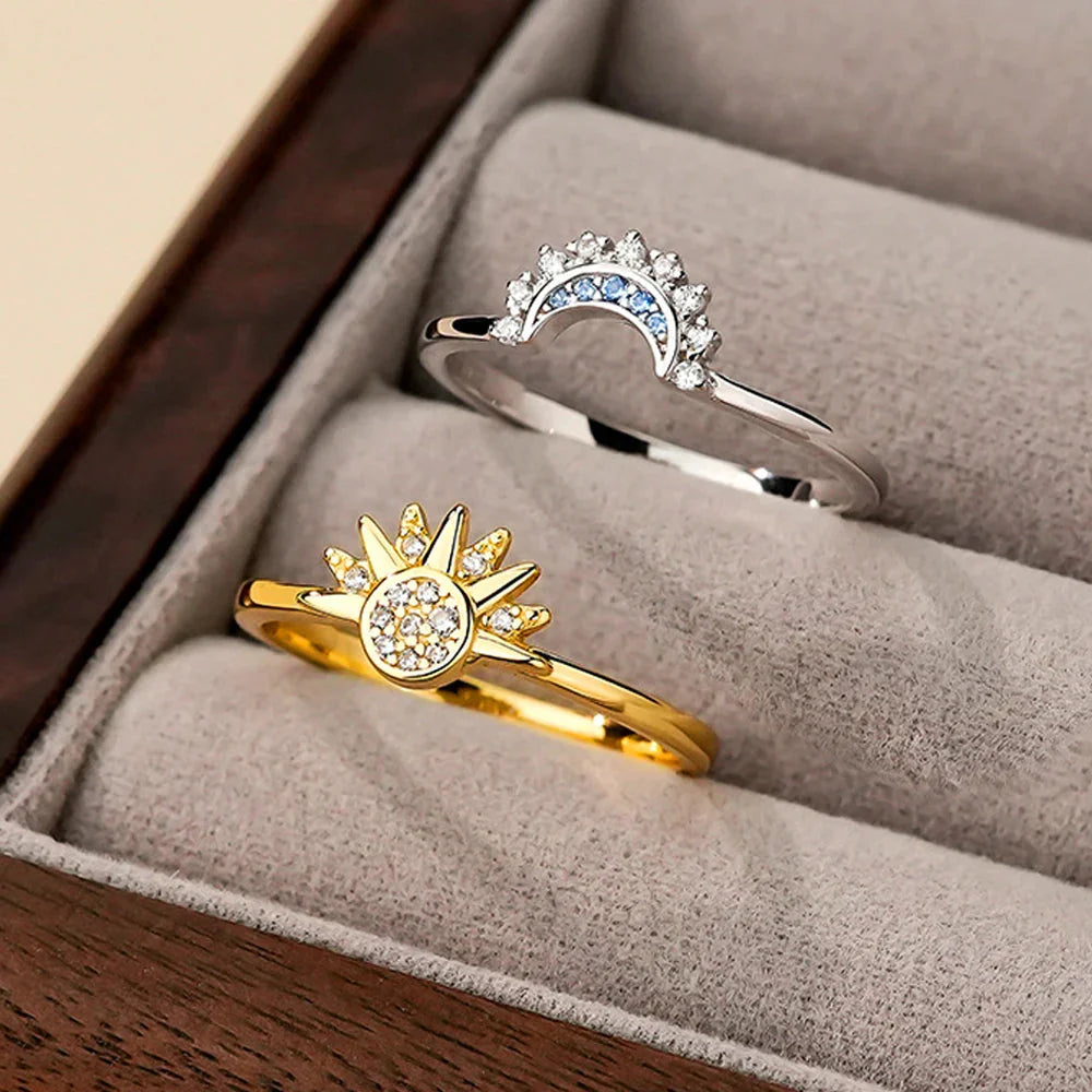 Anillos para Parejas Anillo Sol en Circonia Sol y Luna
