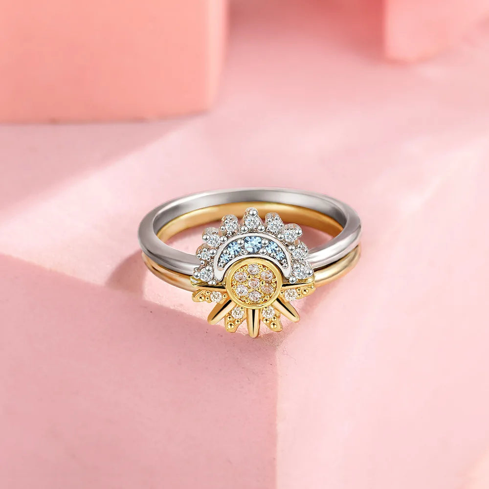 Anillos para Parejas Anillo Sol en Circonia Sol y Luna