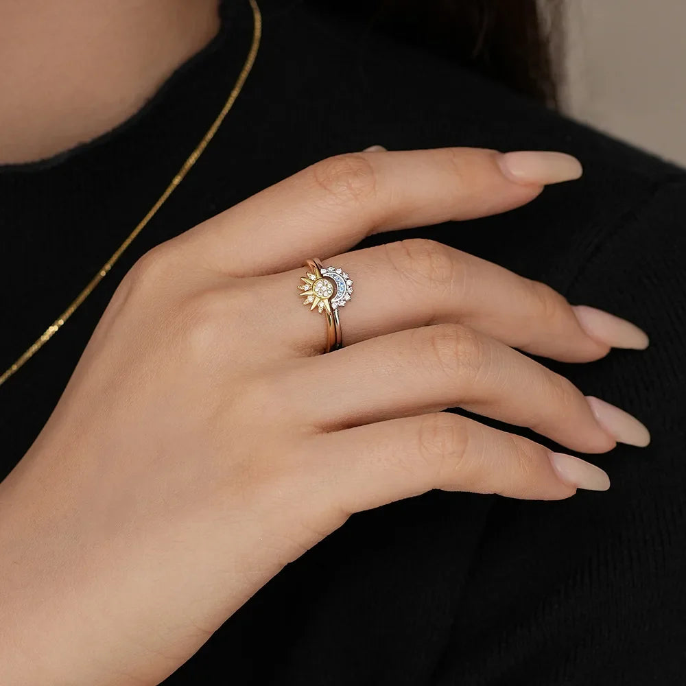 Anillos para Parejas Anillo Sol en Circonia Sol y Luna