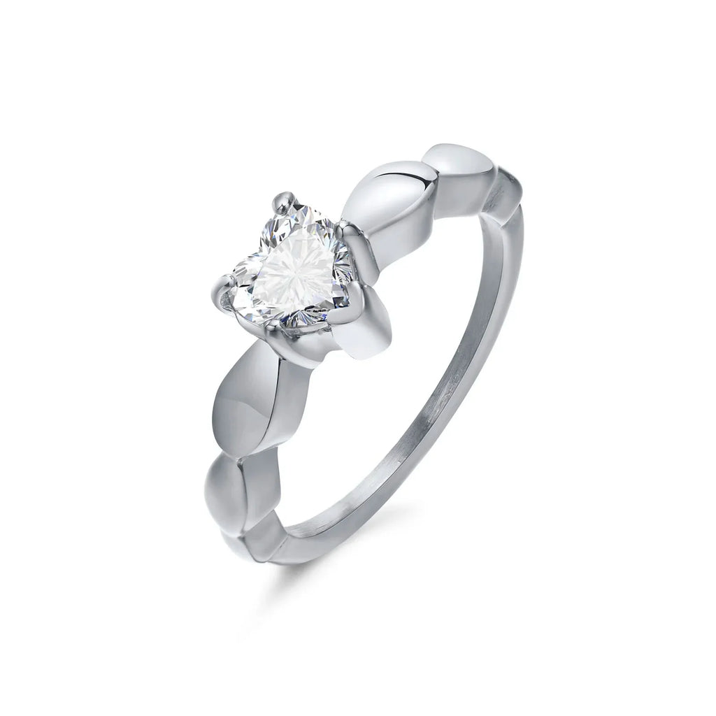 Anillos para Parejas Corazón Anillo Romántico y Circonio plata mujer