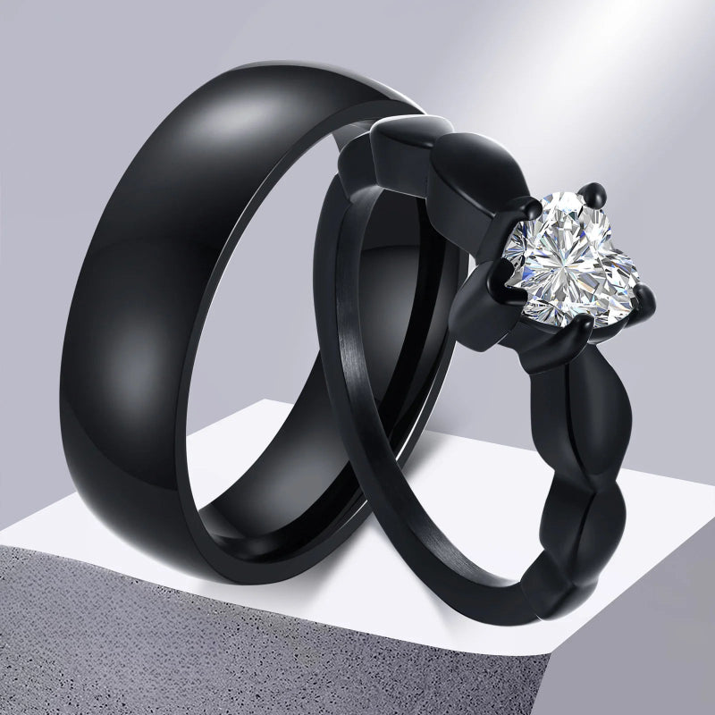 Anillos para Parejas Corazón Anillo Romántico y Circonio