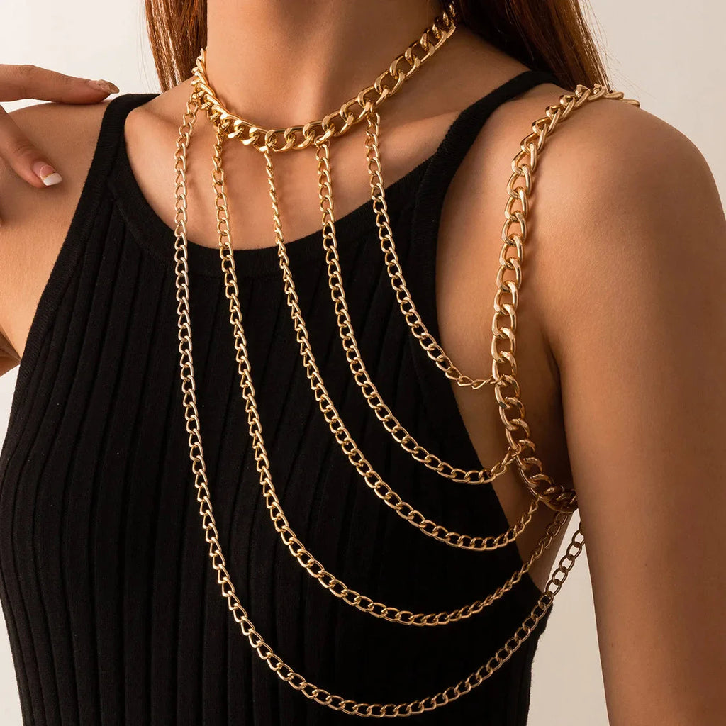 Joya de Hombro Cadena Mujer - Clavícula y Hombro oro