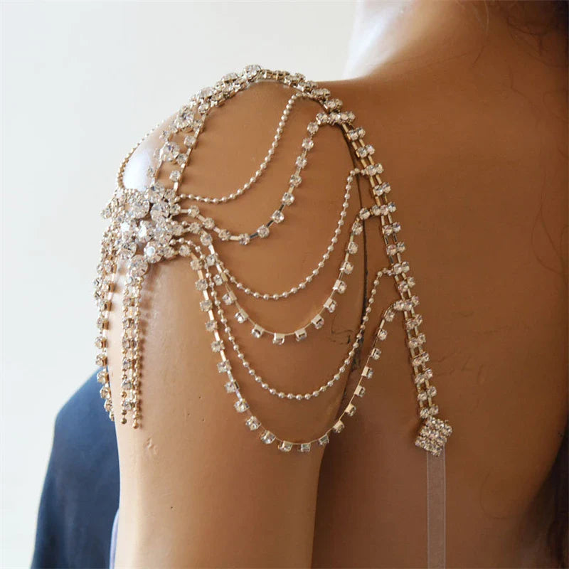 Bijou de Hombro para Mujer con Circonitas - Clavícula y Cadena para Hombros