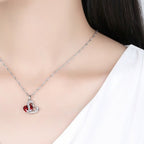 Collar y Aretes Corazón Joyas en rojo