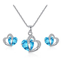 Collar y Aretes Corazón Joyas en azul