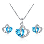 Collar y Aretes Corazón Joyas en azul