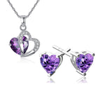 Collar y Aretes Corazón Joyas en violeta