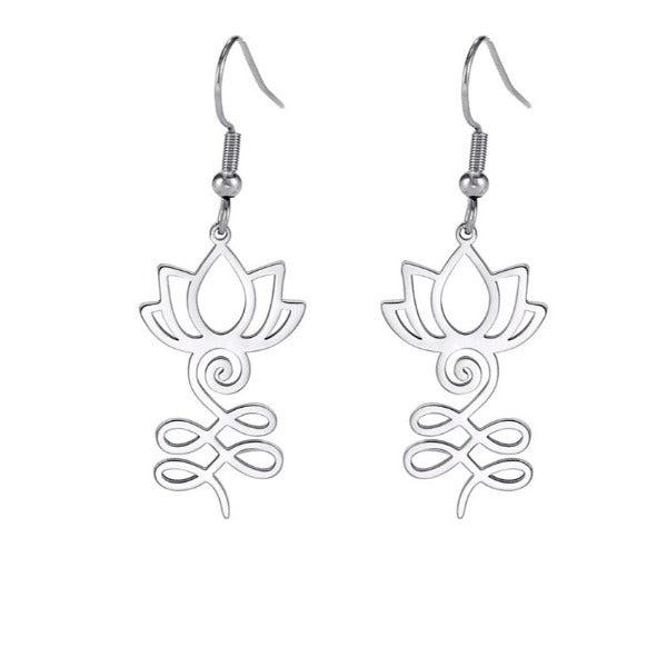 Arete Budista Flor de Loto en plata