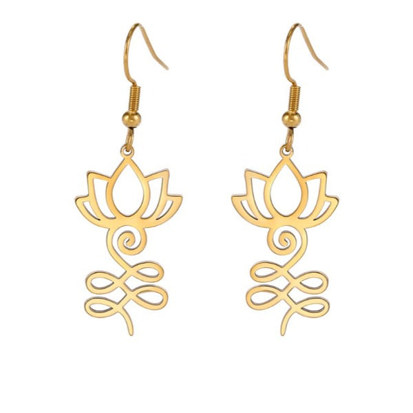 Arete Budista Flor de Loto en oro