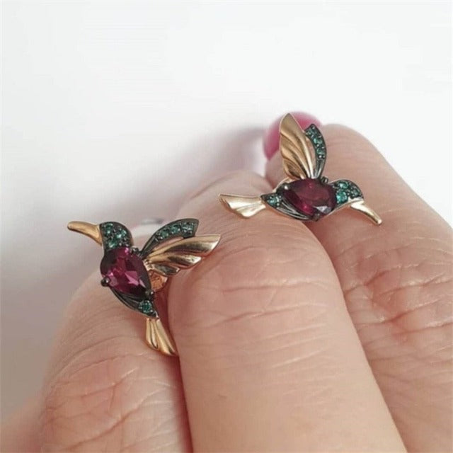 Arete Colibrí rojo