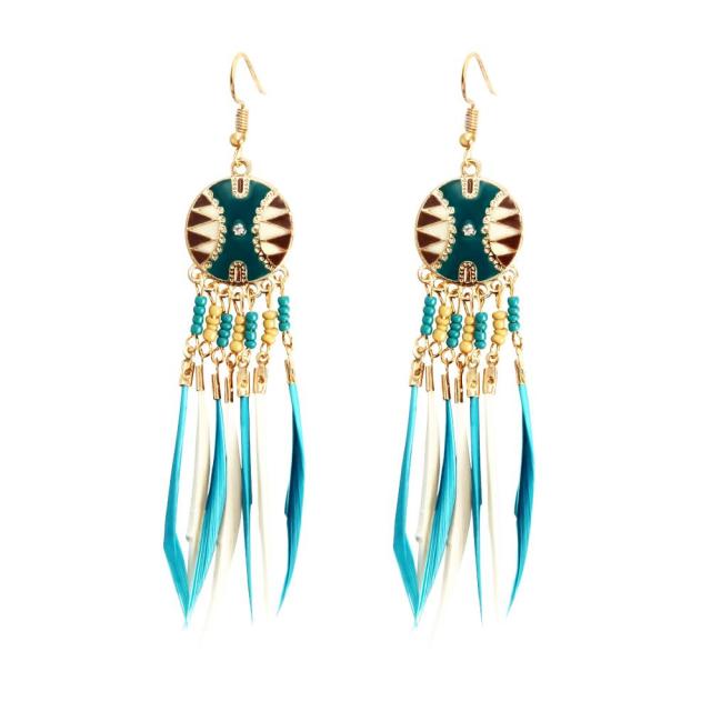 Arete Étnico Africano azul claro