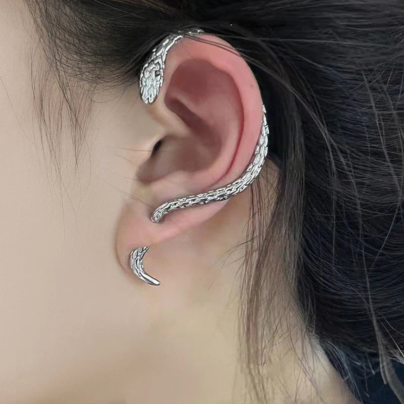 Arete Largo Serpiente de plata