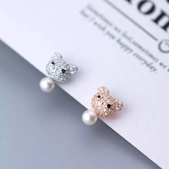 Arete de oso en oro rosa y plata
