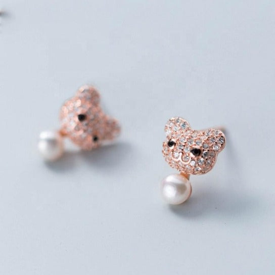 Arete de oso en oro rosa