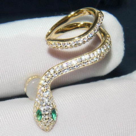 Arete Colgante de Serpiente en Oro y Plata