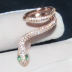 Arete Colgante de Serpiente en Oro, Plata y Oro Rosa