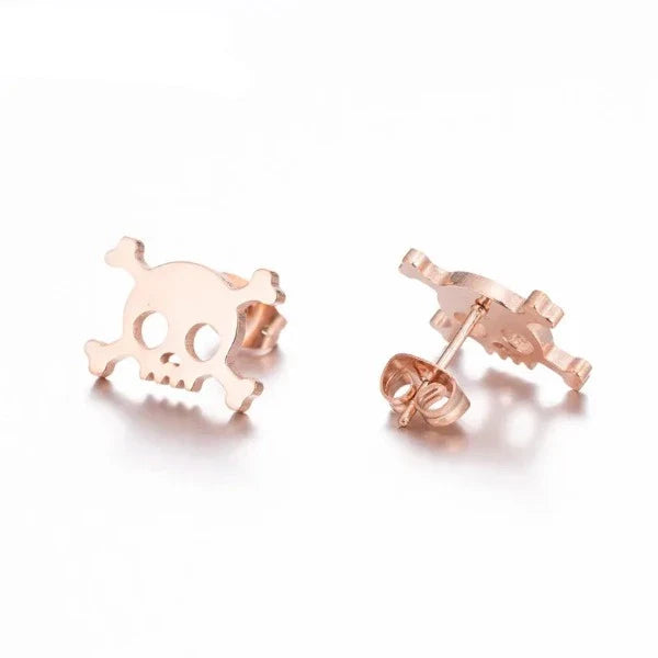 Arete Cabeza de Calavera (4 Colores) oro rosa