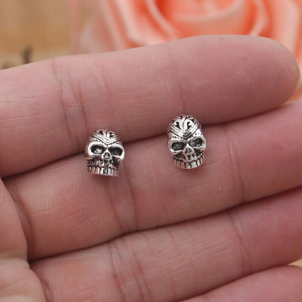 Arete Cabeza de Calavera de Plata