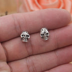 Arete Cabeza de Calavera de Plata