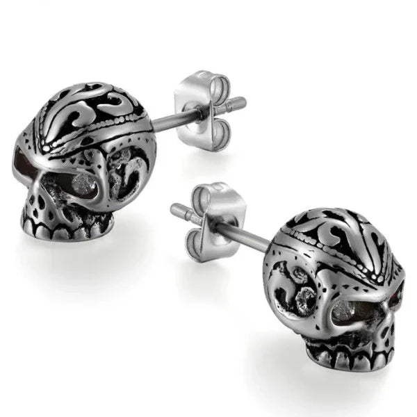 Arete Cabeza de Calavera de Plata