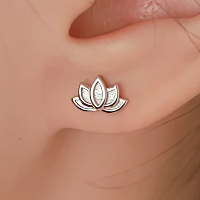 Pendientes de Aro Flor de Loto Mujer