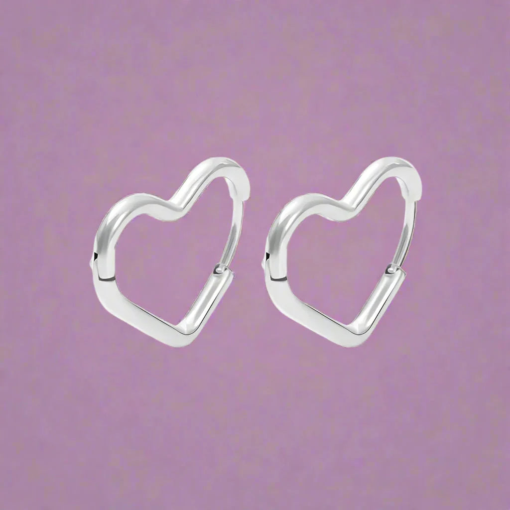 Aretes de Aro Corazón Oro para Mujer plata