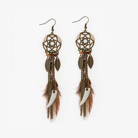 Aretes Atrapasueños con Pluma dorada