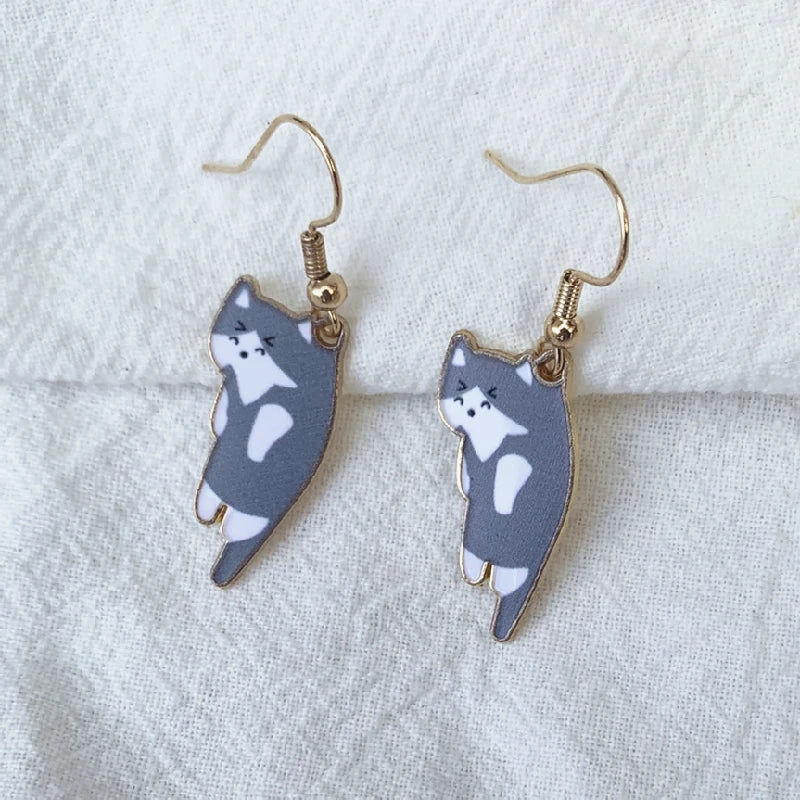 Aretes Gato Cute gris