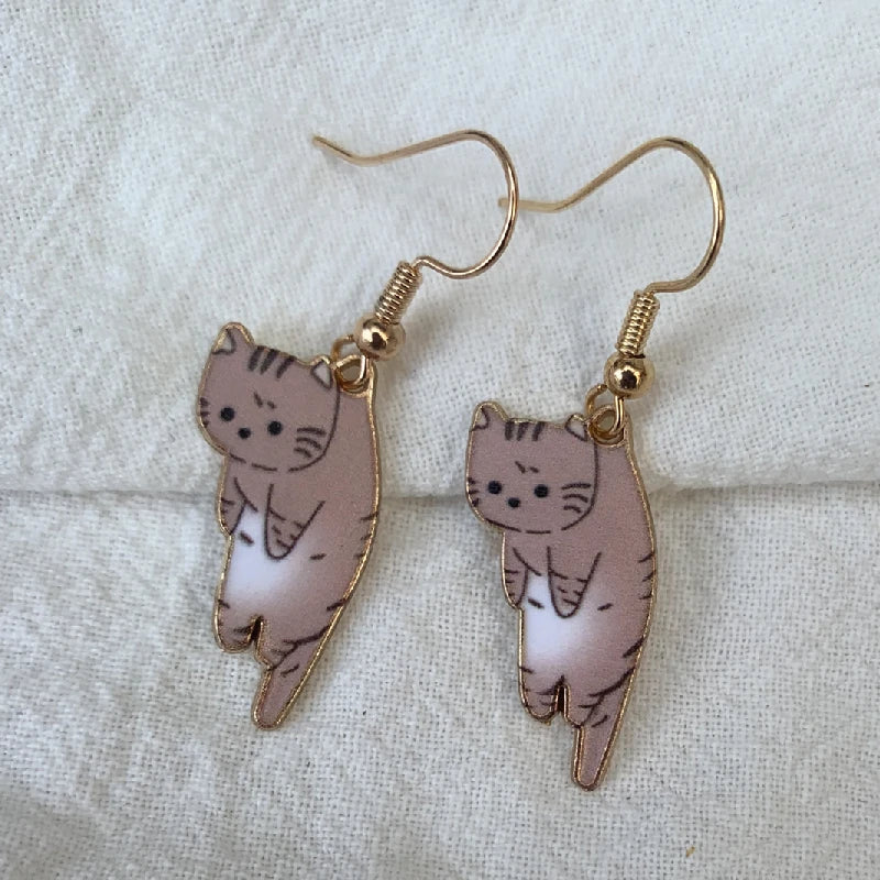 Aretes Gato Cute marrón