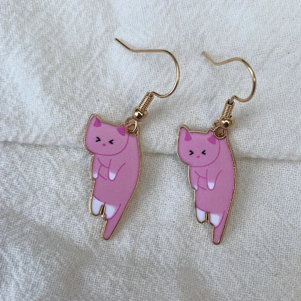 Aretes Gato Cute rosa