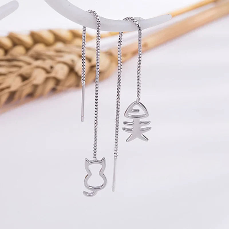 Aretes de Gatos Lindos plateados
