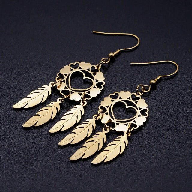 Aretes Corazón Atrapasueños oro